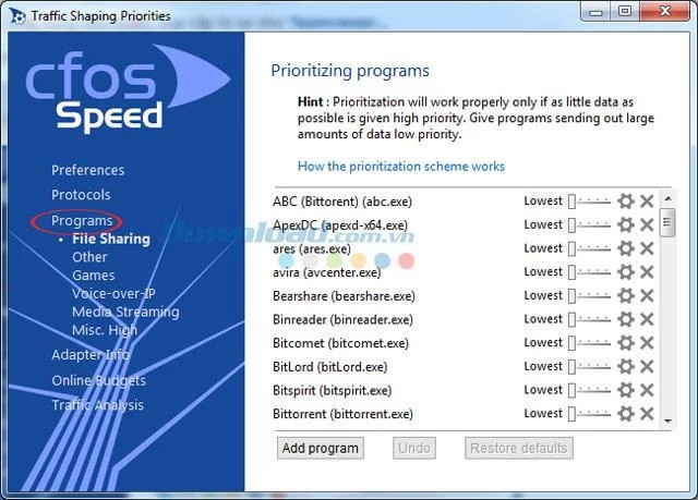 CFosSpeed ​​manuale per velocizzare la connessione a Internet