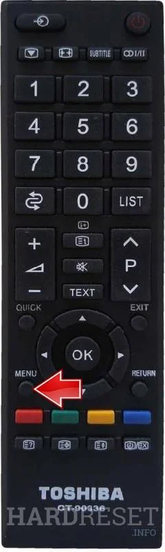 TOSHIBA 40L5435DG Remote menu button