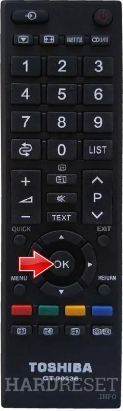 TOSHIBA 40L5435DG Remote ok button