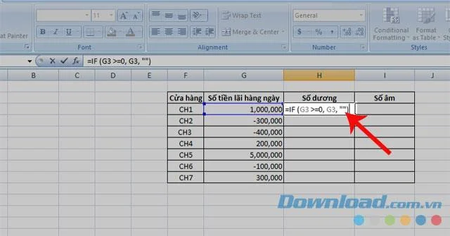 Istruzioni per la separazione di numeri negativi e positivi in ​​Microsoft Excel