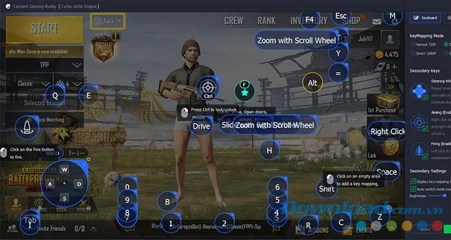 Configura la tastiera virtuale per giocare a PUBG Mobile su Tencent Gaming Buddy