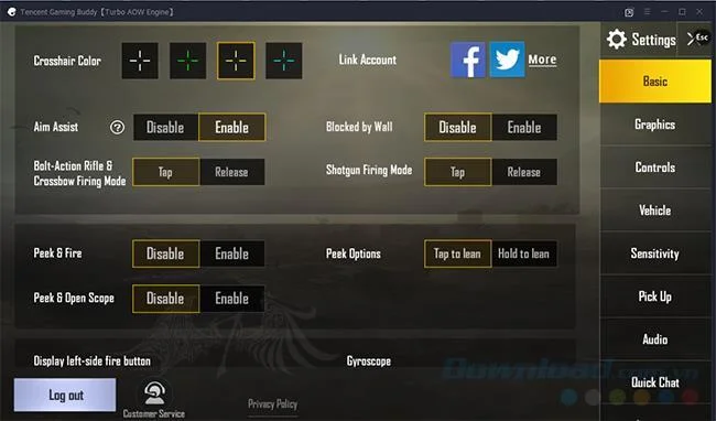 Configura la tastiera virtuale per giocare a PUBG Mobile su Tencent Gaming Buddy
