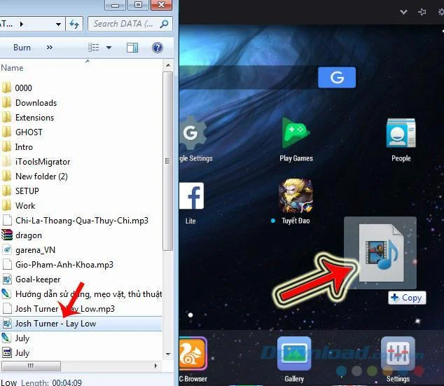 Copia i dati dal computer su Nox App Player