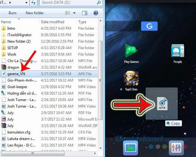 Copia i dati dal computer su Nox App Player