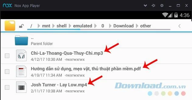 Copia i dati dal computer su Nox App Player