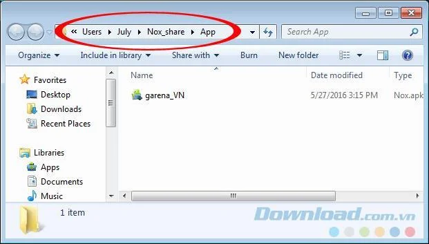 Copia i dati dal computer su Nox App Player