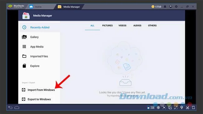 Come caricare foto e dati da un computer su BlueStacks
