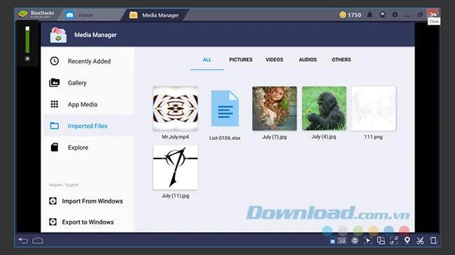 Come caricare foto e dati da un computer su BlueStacks
