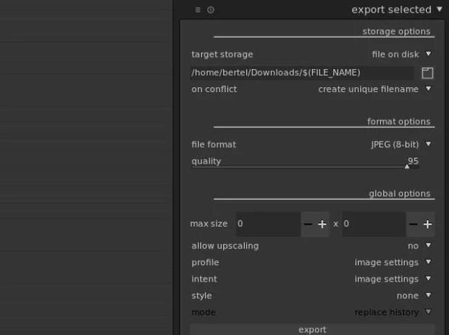 Istruzioni per luso Darktable