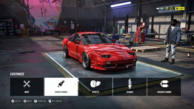 Il menu Personalizzazione in Need for Speed Heat.