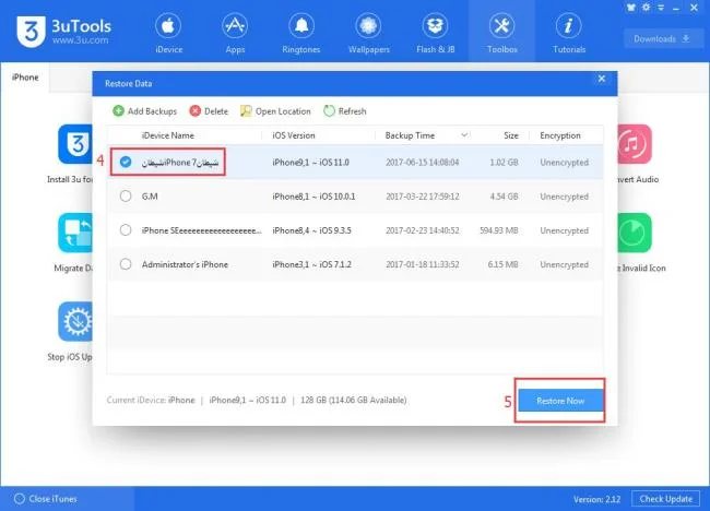 Selezione backup