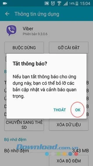 通知モードをオフにし、Viberメッセージがあるときに画面を点灯します