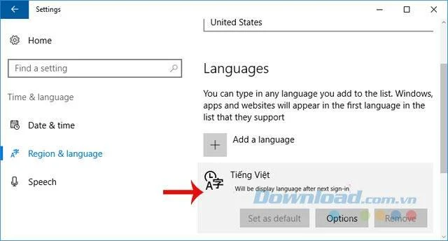 Windows 10のベトナム語を変更する方法