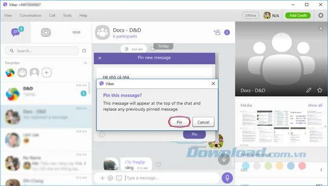Viberコンピューターチャットグループでメッセージを固定する方法