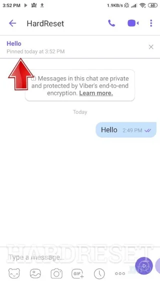 pinned a message in a Viber