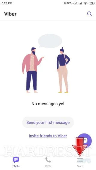 go to the Mote tab on Viber