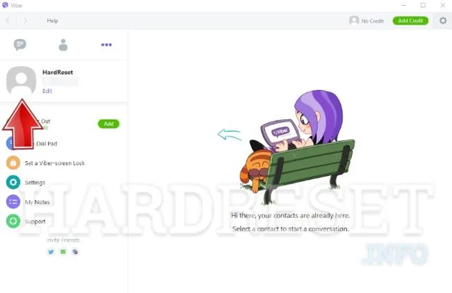click your profile photo on Viber