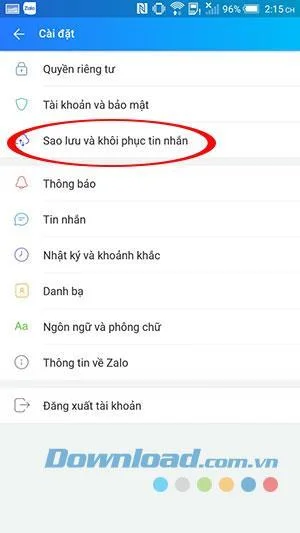 Settings window Settings window