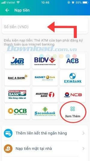 Ways to top up ViettelPay