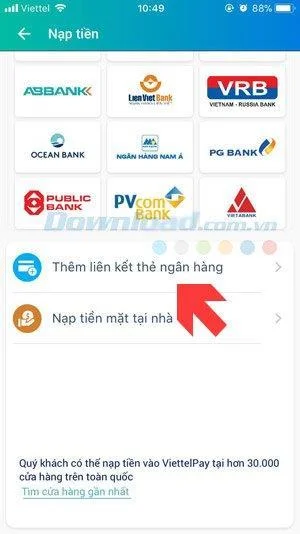 Ways to top up ViettelPay