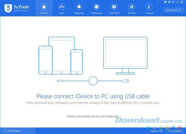 Install 3uTools on the computer