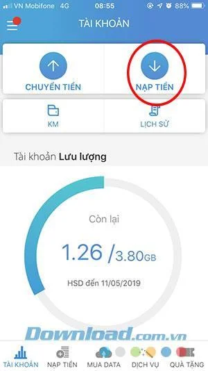 Top Up MobiFone via MobiFone Next