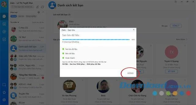 Backup data successfully