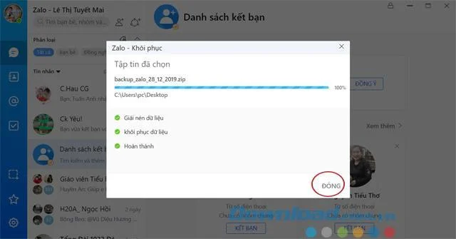 Recover Zalo data successfully