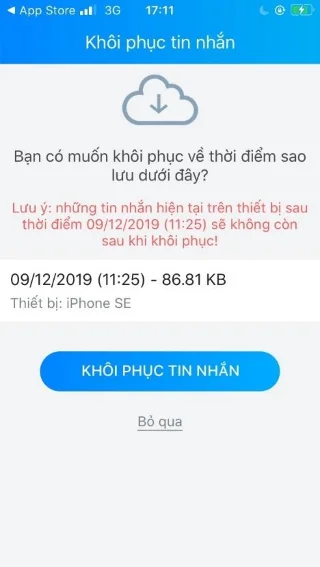 Restore Zalo Messages