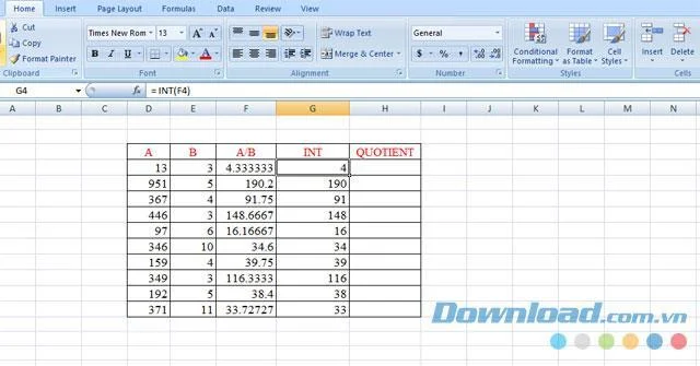 Cómo obtener la parte entera de un número en Excel
