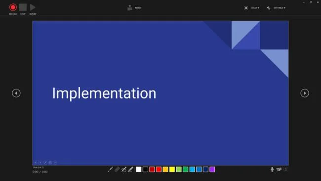 Presentation slide screen recording button