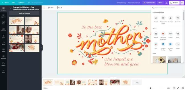 Create slideshow on Canva