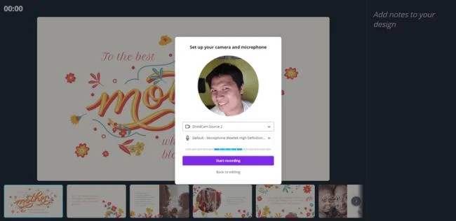 Start recording on Canva