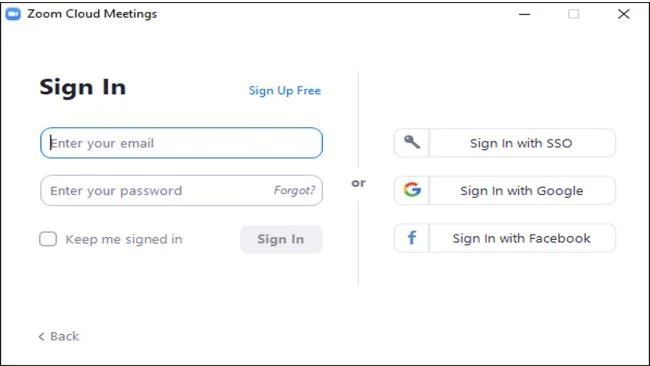 Choose an account to register for zoom meeting
