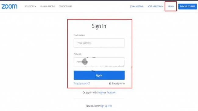 Log in to your Zoom meeting account