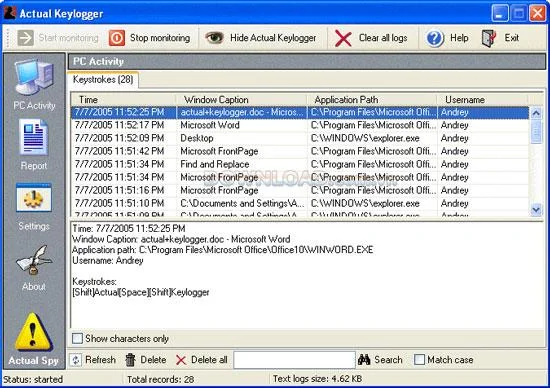 واقعی Keylogger 4.0 - ضبط فعالیت صفحه کلید