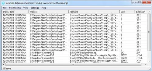 Deletion Extension Monitor Portable - ردیابی دقیق پرونده های حذف شده