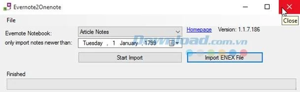 Evernote2Onenote 1.1.7.186 - Transferring data from Evernote to OneNote