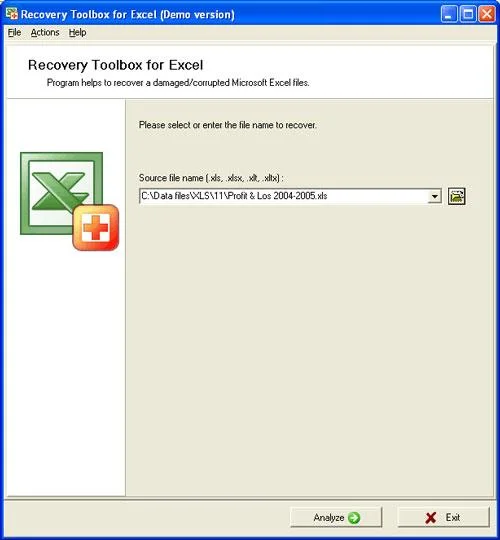 Caja de herramientas de recuperación para Excel