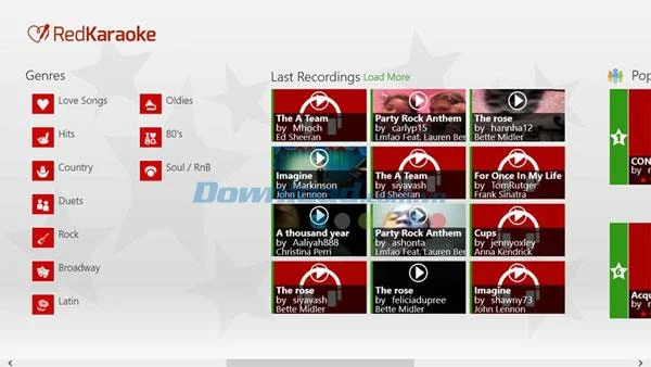 Red Karaoke for Windows 8/10 1.1.0.0 - Sing karaoke online on the computer