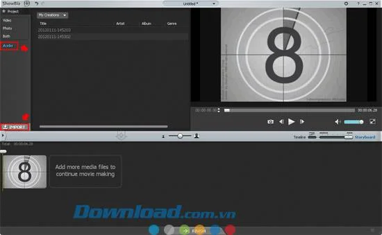 Ajout de musique dans ArcSoft ShowBiz 2024