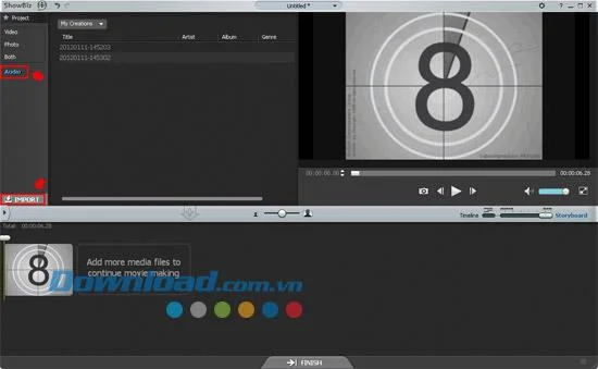 Enregistrement audio dans ArcSoft ShowBiz 2024