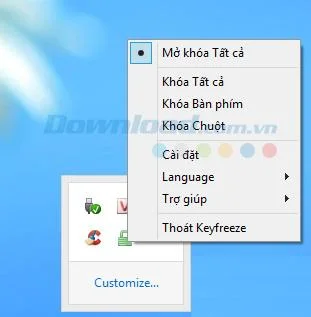 Opciones de configuración de BlueLife KeyFreeze