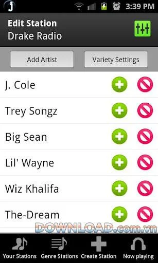 Android용 Jango Radio - Android용 라디오에서 음악을 듣는 응용 프로그램