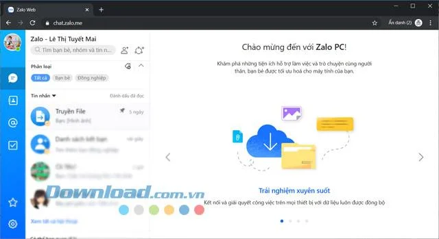 Acceda a Zalo Web para enviar mensajes de texto y llamar gratis