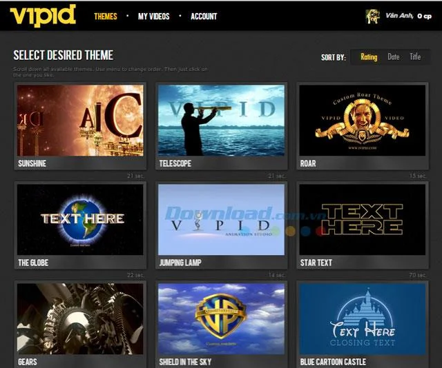 Vipid Basic - 비디오 인트로를 온라인으로 만드는 응용 프로그램