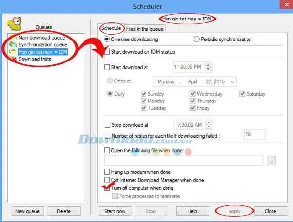 Internet DownloadManagerを使用してシャットダウンをスケジュールする方法