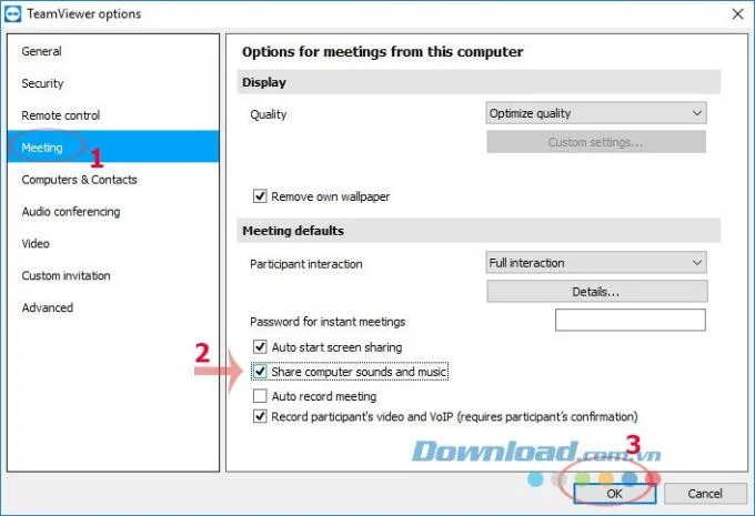 Interface de Reunião do TeamViewer