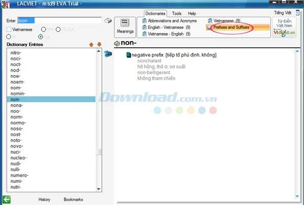 Cómo utilizar Lac Viet mtd9 EVA para buscar diccionario