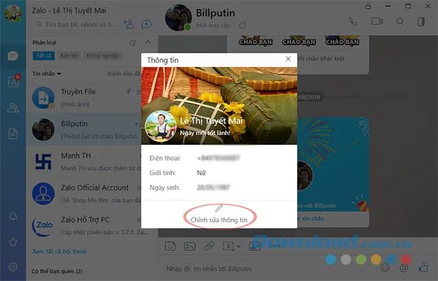 Instrucciones para cambiar información, nombre de cuenta Zalo